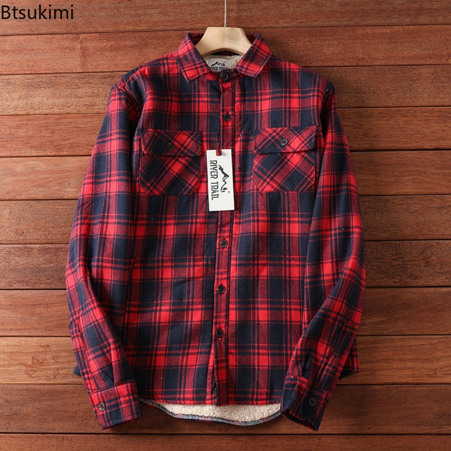 Flannel Shirt Lined - Kemeja Jaket Flanel Pria Berbahan Fleece