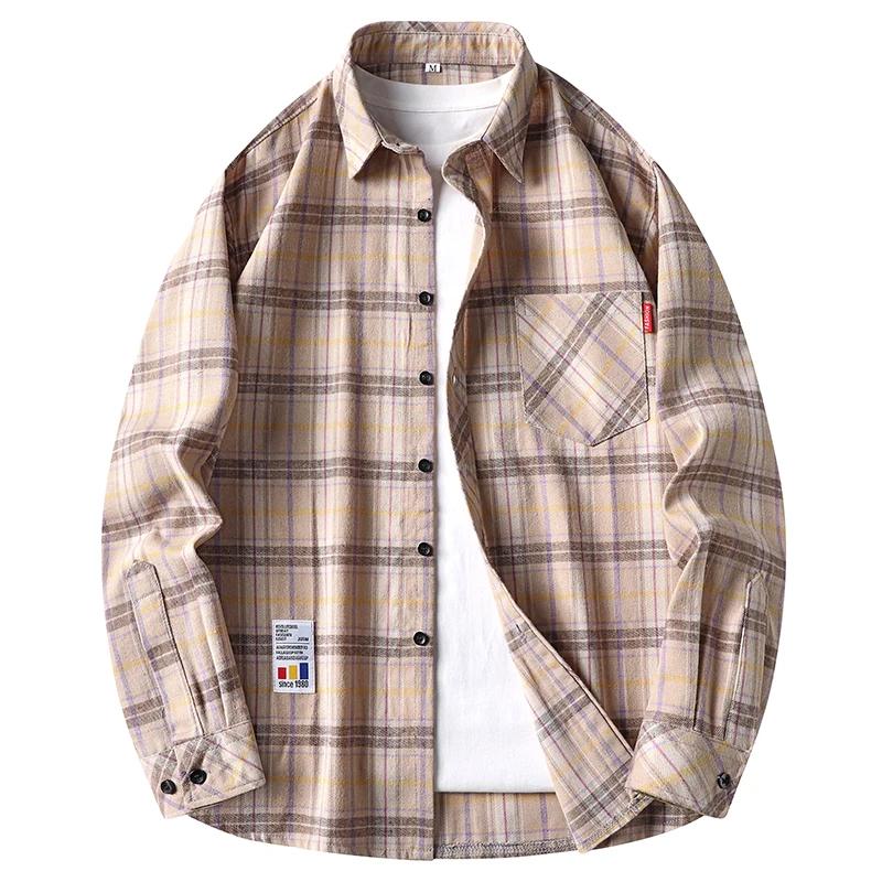 Kemeja Pria Kasual Motif Kotak - Flannel Shirt Lined ulasan dan harga